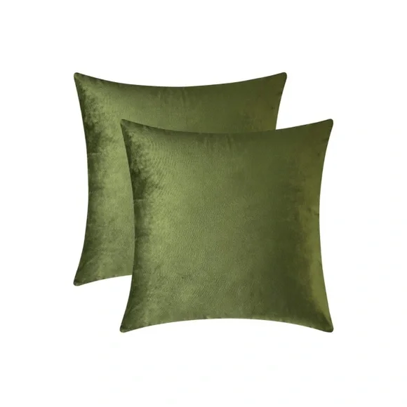 Luxury HomeChic Olive Green Soft Luxe Velvet Throw Pillow Covers